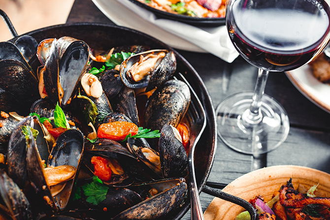 Fresh mussel entree at Crystal Mountain Resort