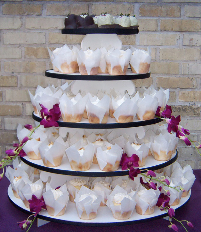 Classy Girl Cupcakes - White tiered cupcake display
