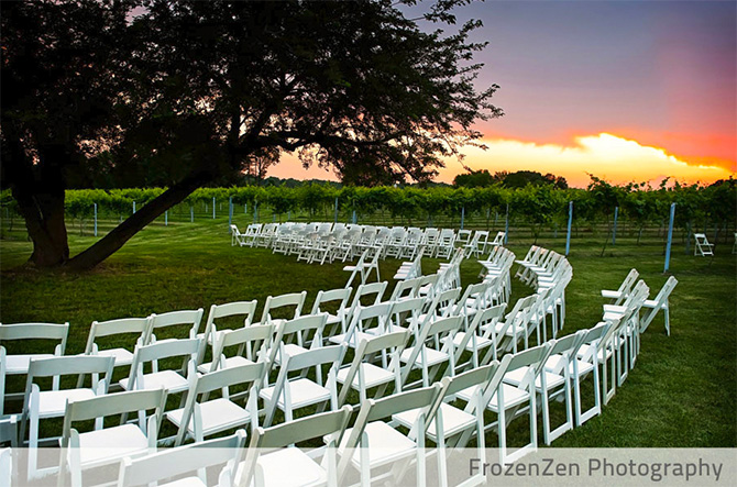 Crown Winery LLC - Outdoor Wedding Ceremony Site at Sunset