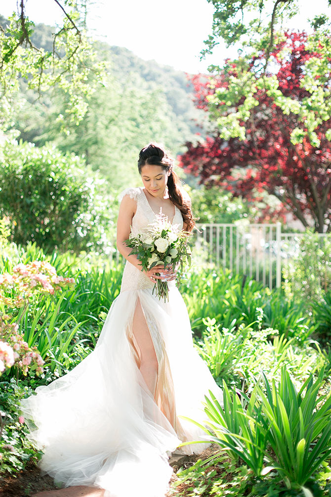 The Enchanted Gardens Of Almaden San Jose California - Bride Posing In The Garden