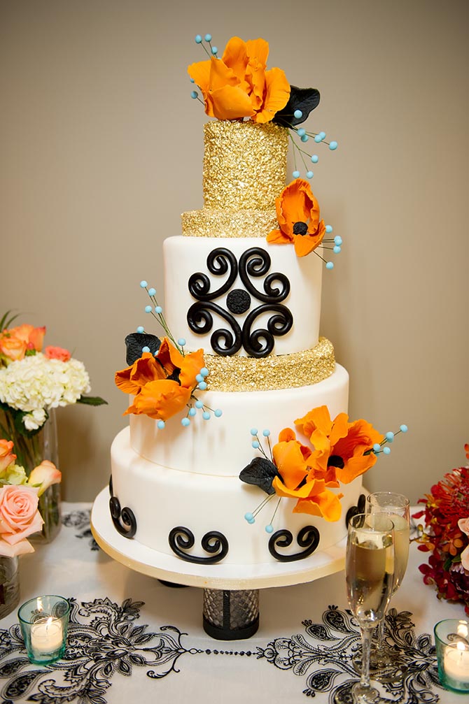 The Hotel Zamora St. Pete Beach Florida Gold And White Wedding Cake