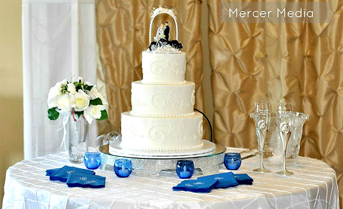 Lakeside Reflections Banquet & Catering Facility - Wedding Cake Blue Accent