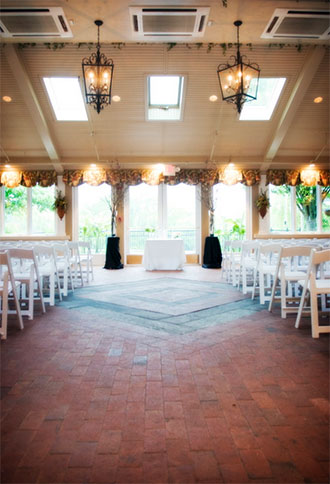 Talamore Country Club - Les Jardins - Wedding ceremony site with floor to ceiling windows
