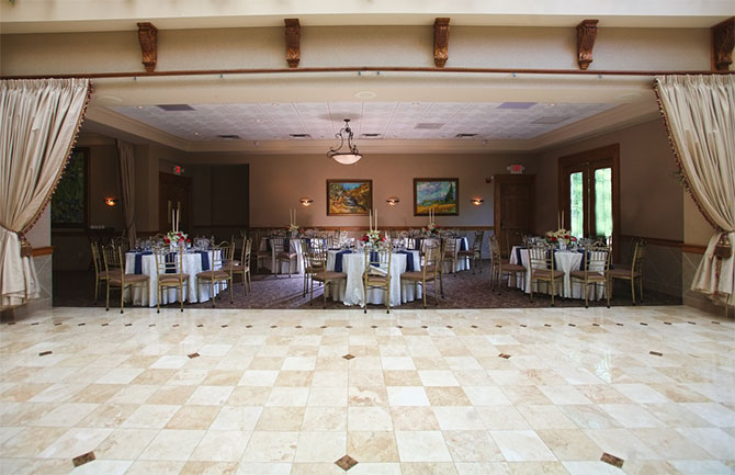 Talamore Country Club - Les Jardins - Marble dance floor and reception dining table