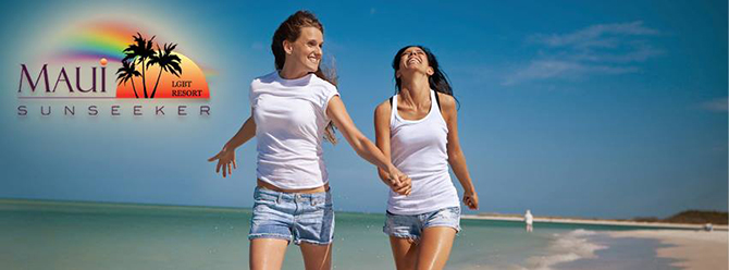 Lesbian couple on Maui Beach - Maui Sunseeker Maui’s Largest Gay & Lesbian Resort in Hawaii
