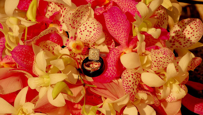 Trinity Hawaiian Weddings - Bright Flowers & Rings