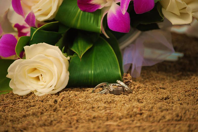 Trinity Hawaiian Weddings - Bright Flowers & Rings